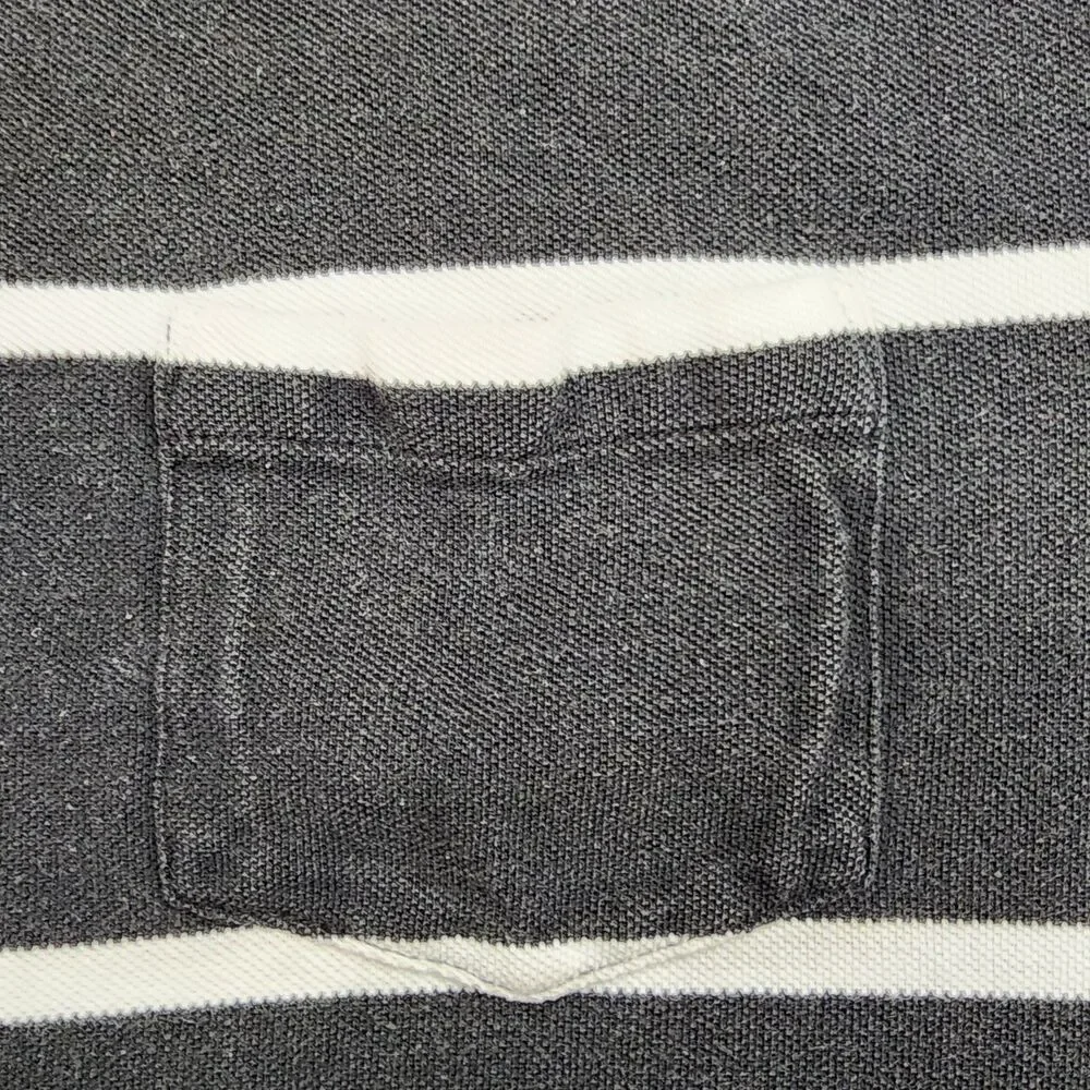 VTG Polo Ralph Lauren Mens Sz L Black & White Stripes 100 Cotton USA Made Pocket